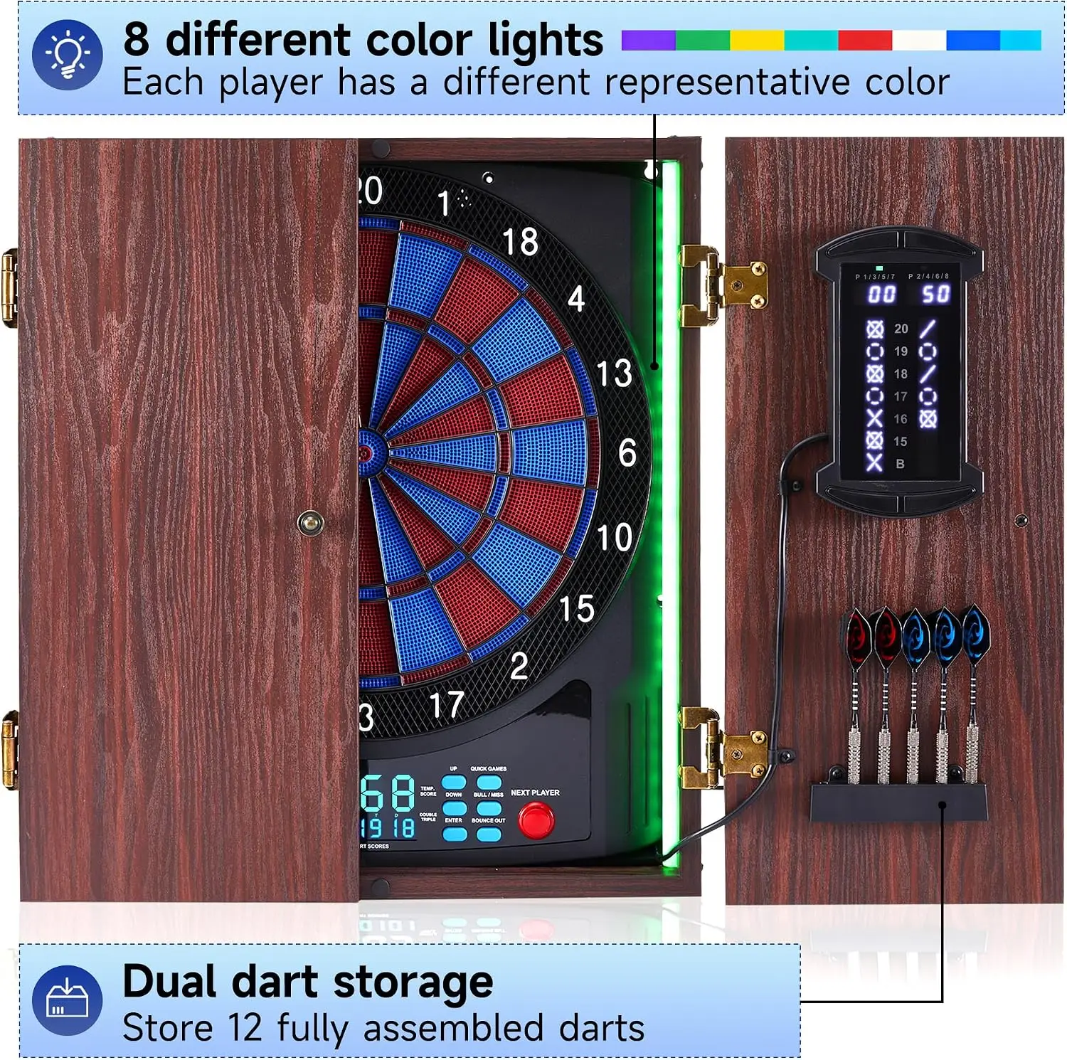 Coffret de fléchettes électron - Electronic Dartboard Cabinet avis et prix
